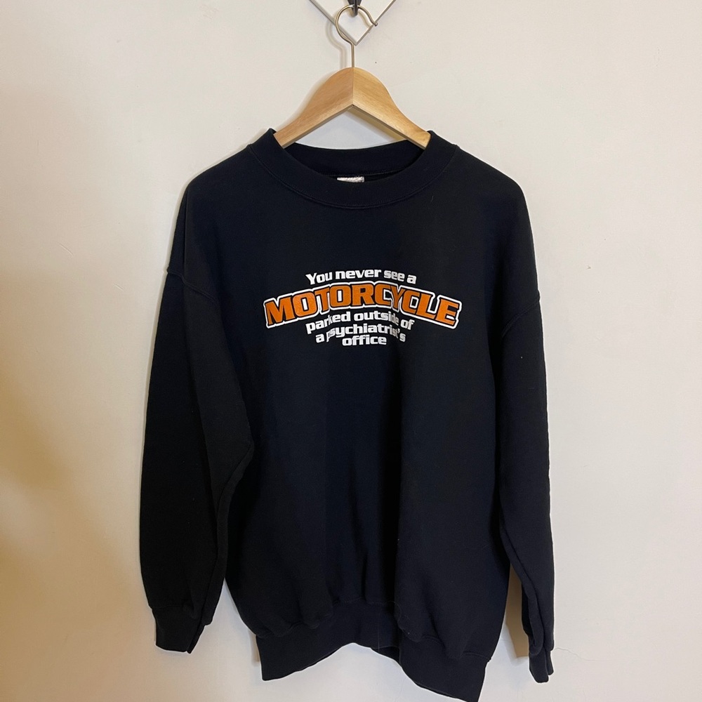 Vintage 90s Harley type motorcycle sweatshirt - Picture 2 of 6